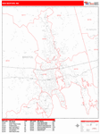 New Bedford  Wall Map Red Line Style